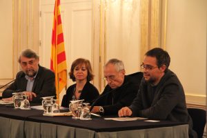 Dídac P. Lagarriga ha presentat Notker Wolf per parlar sobre l'amistat interreligiosa i els refugiats - Foto: Generalitat de Catalunya - 1